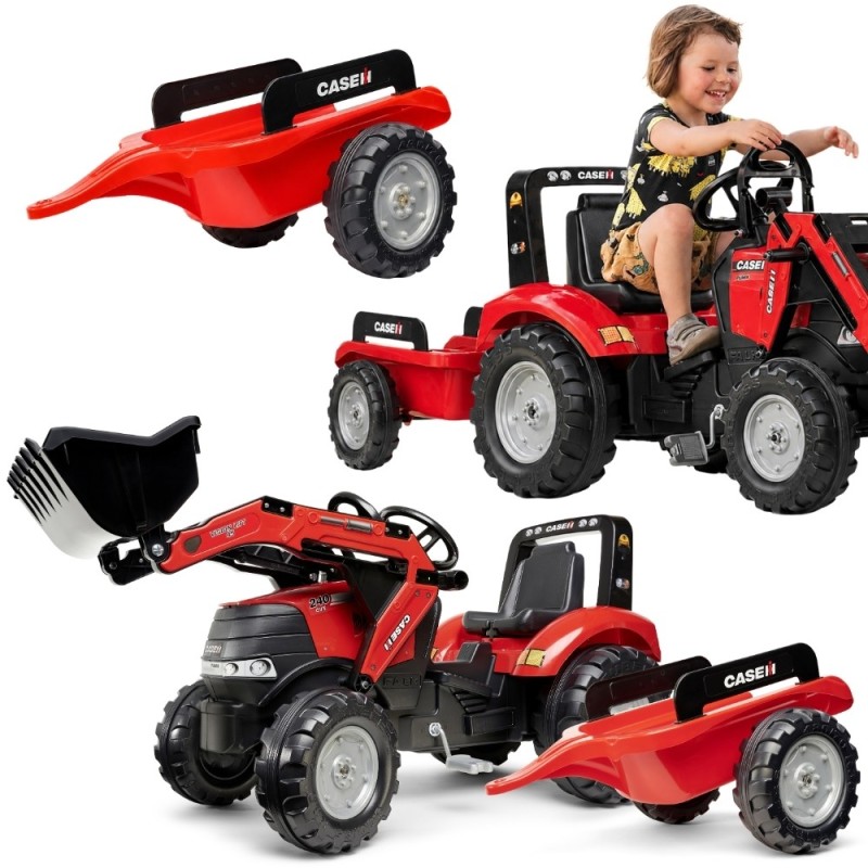 FALK Traktor Case na Pedały z Łyżką i Przyczepką Czerwony od 3 Lat
