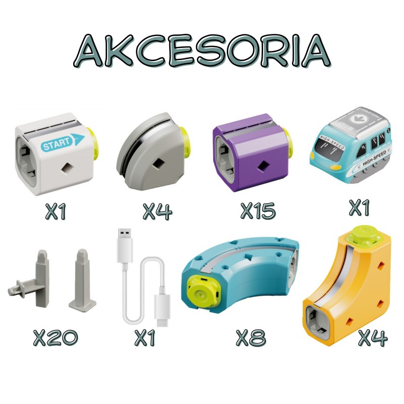 Woopie Magnetická 3D železničná dráha s príťažlivým efektom – 54 ks