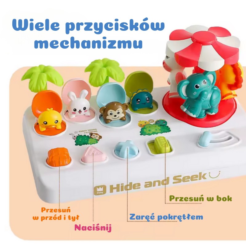 WOOPIE BABY Wyskakujące Zwierzątka Pop Up Karuzela Zabawka Interaktywna