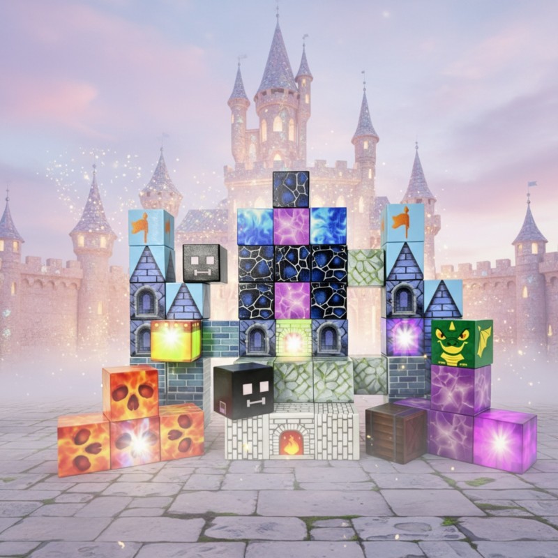 Woopie Magnetická stavebnica Pixelový zámok 64 ks – 3D pixelové kocky