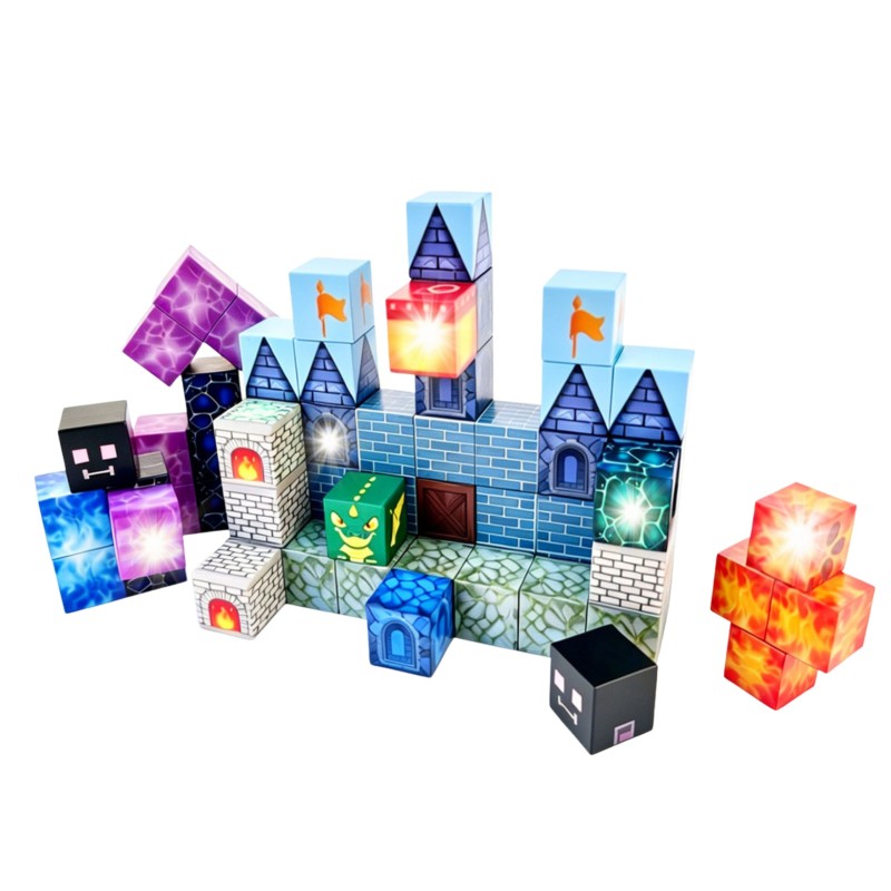 Woopie Magnetická stavebnica Pixelový zámok 64 ks – 3D pixelové kocky