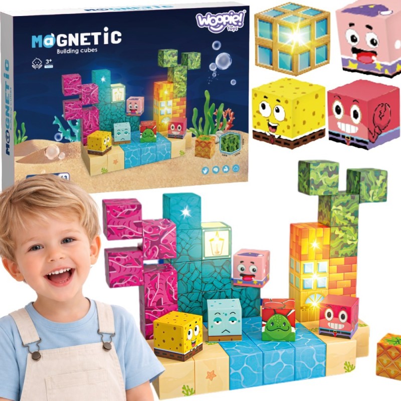 Woopie Magnetická stavebnica Kocky Oceán 63 ks – 3D pixelové kocky