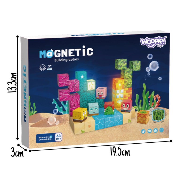 Woopie Magnetická stavebnica Kocky Oceán 63 ks – 3D pixelové kocky