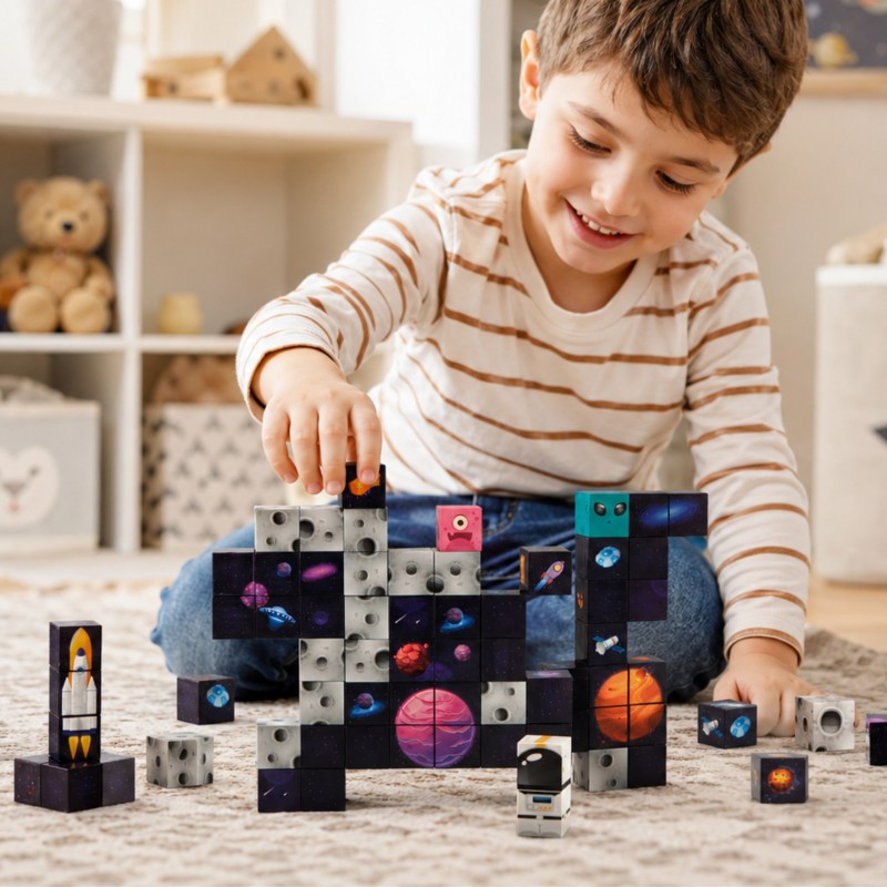 Woopie Magnetická stavebnica Vesmír 74 ks – 3D pixelové magnetické kocky