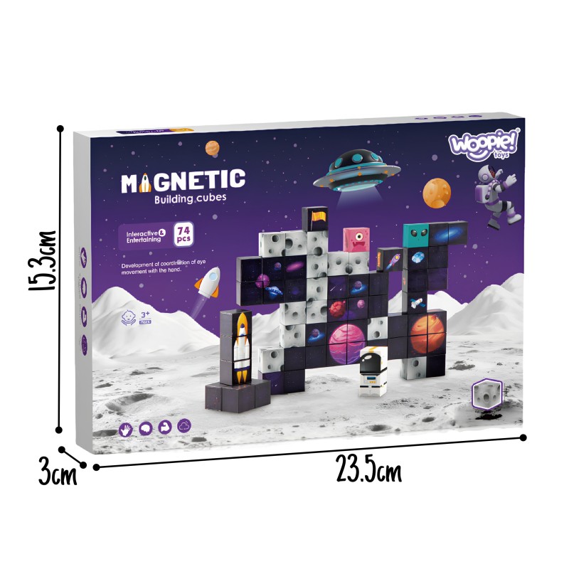 Woopie Magnetická stavebnica Vesmír 74 ks – 3D pixelové magnetické kocky