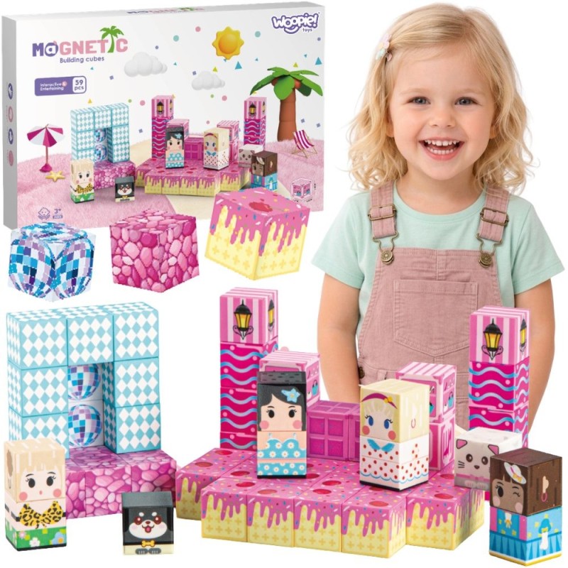 Woopie Magnetická stavebnica 59 ks – 3D pixelové kocky