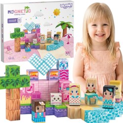 Woopie Magnetická stavebnica Kocky 86 ks – 3D pixelové kocky v Montessori štýle