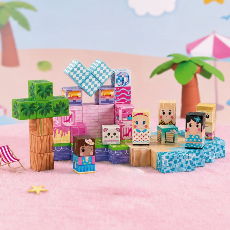 Woopie Magnetická stavebnica Kocky 86 ks – 3D pixelové kocky v Montessori štýle