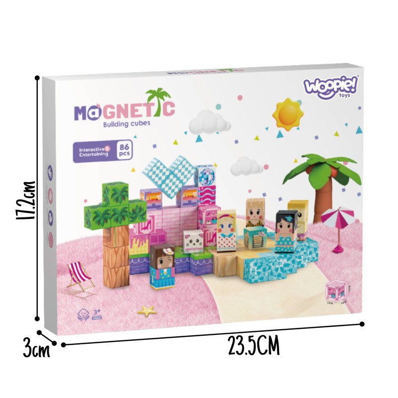 Woopie Magnetická stavebnica Kocky 86 ks – 3D pixelové kocky v Montessori štýle