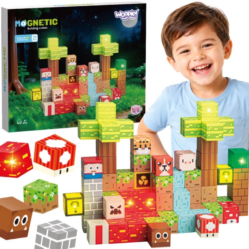 Woopie Magnetická stavebnica Les 75 ks – 3D pixelové kocky