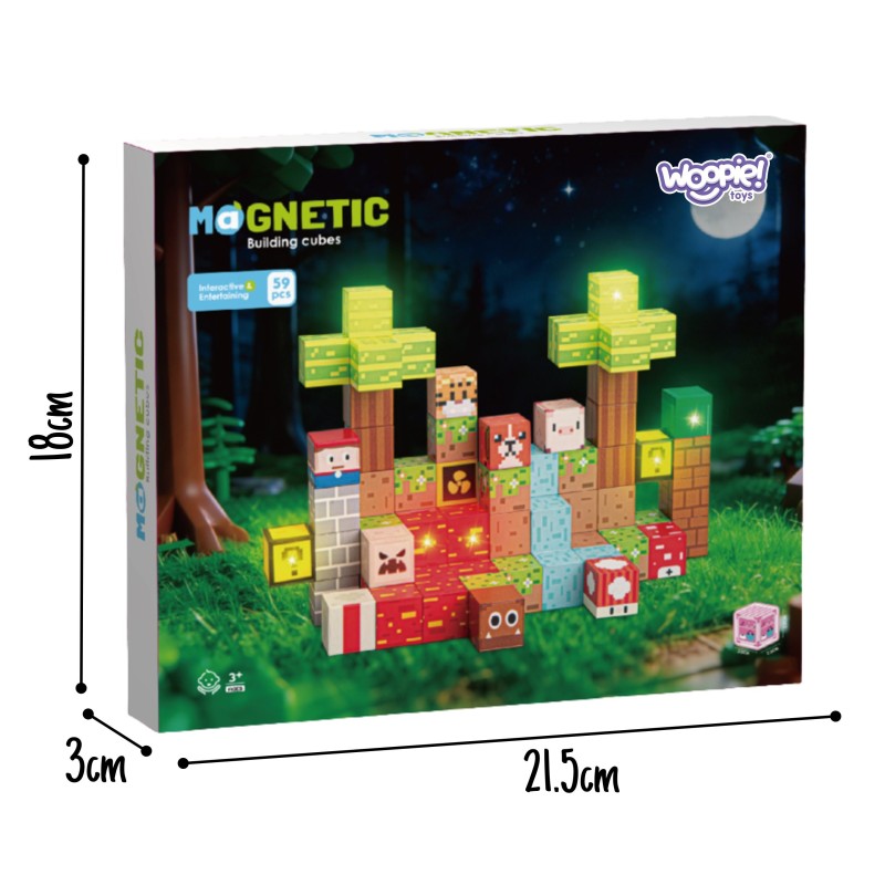 Woopie Magnetická stavebnica Les 75 ks – 3D pixelové kocky