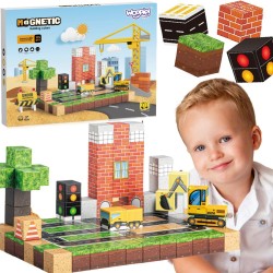 Woopie Magnetická stavebnica Stavenisko 115 ks – 3D pixelové kocky