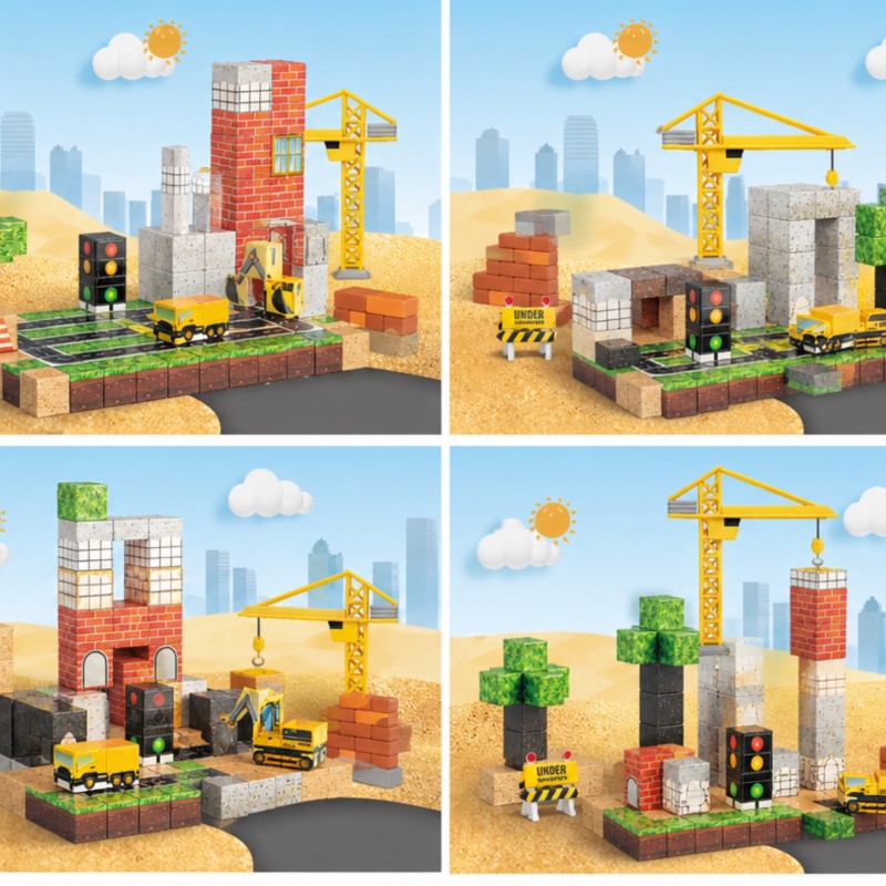 Woopie Magnetická stavebnica Stavenisko 115 ks – 3D pixelové kocky
