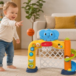 Woopie Baby Interaktívne športové centrum 2v1 Sloník – Futbalová bránka a basketbalový kôš