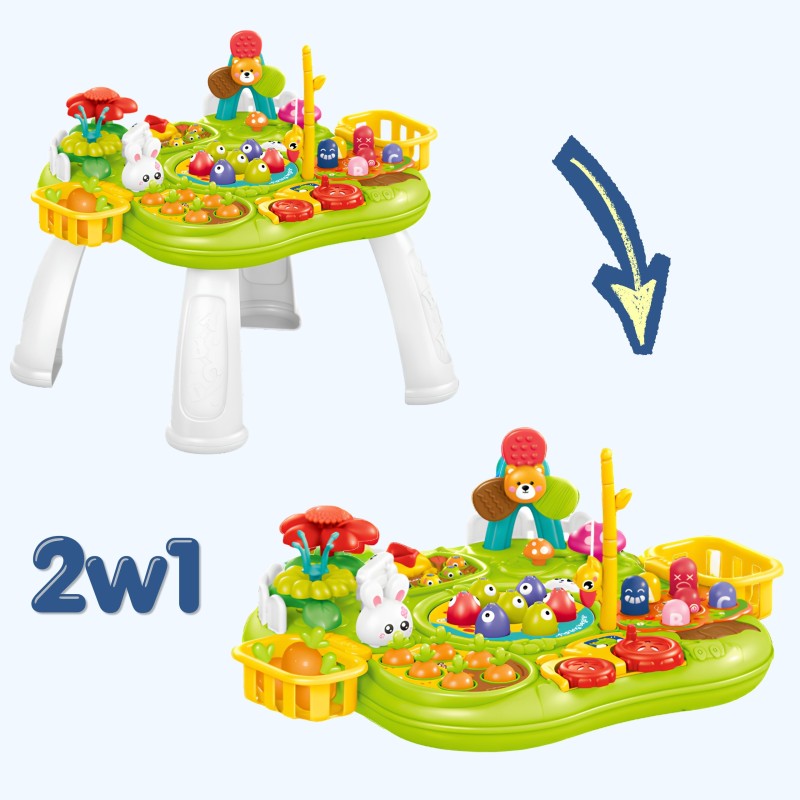 Woopie Baby Interaktívny edukačný stolík 2v1 – Lovenie rybičiek, sorter a zatĺkačka so zvukom a svetlom