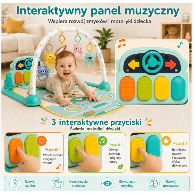 Woopie Baby Interaktívna edukačná podložka s piankom 10 ks