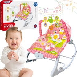 Woopie Baby Ružové vibračné ležadielko a kresielko s hrazdičkou