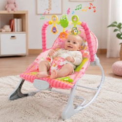 Woopie Baby Ružové vibračné ležadielko a kresielko s hrazdičkou