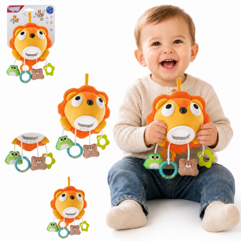 WOOPIE Baby Pluszowy Lew Maskotka Interaktywna Przytulanka Muzyczna z Zawieszkami i Gryzakami