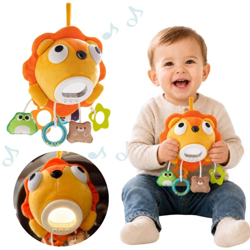 WOOPIE Baby Pluszowy Lew Maskotka Interaktywna Przytulanka Muzyczna z Zawieszkami i Gryzakami