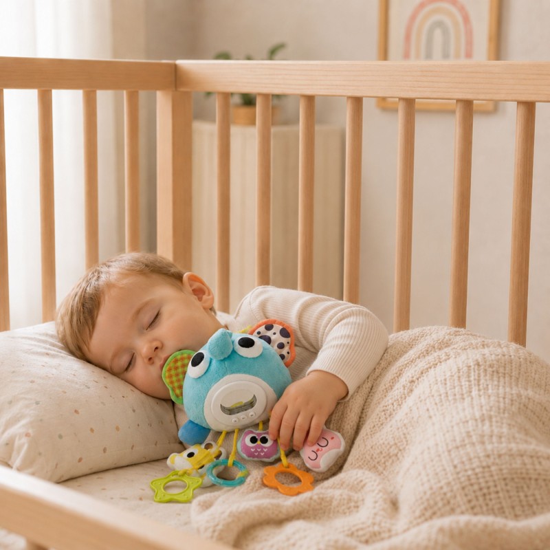WOOPIE Baby Pluszowy Słonik Maskotka Interaktywna Przytulanka Muzyczna z Zawieszkami i Gryzakami