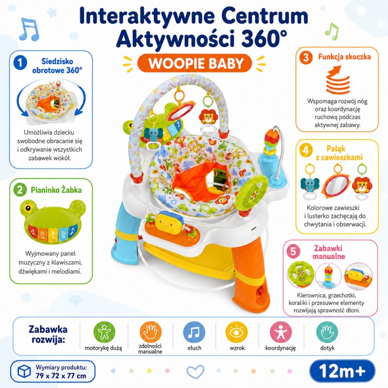 Woopie Baby Interaktívny edukačný stolík s otočným sedadlom od 12 mesiacov