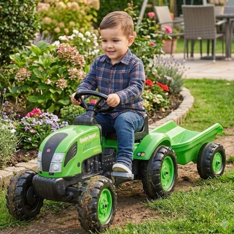 FALK Country Farmer Traktorek na Pedały z Przyczepką Zielony 2-5 lat