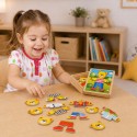 VIGA Drewniane Puzzle Układanka Edukacyjna Ubierz Misia Chłopca