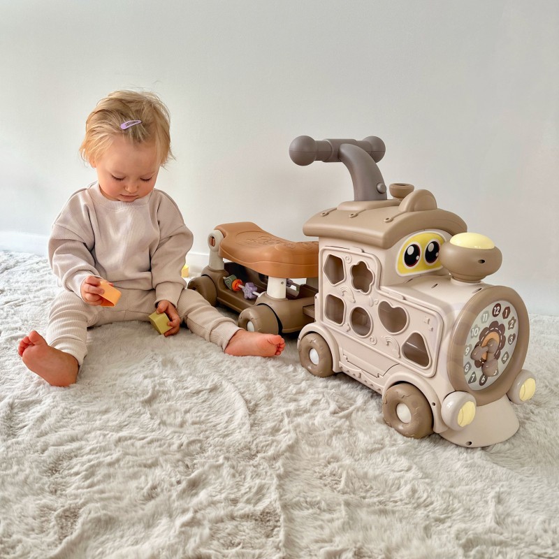 WOOPIE BABY Interaktywny Pociąg Jeździk Pchacz 3w1 Edukacyjny Grający Światło