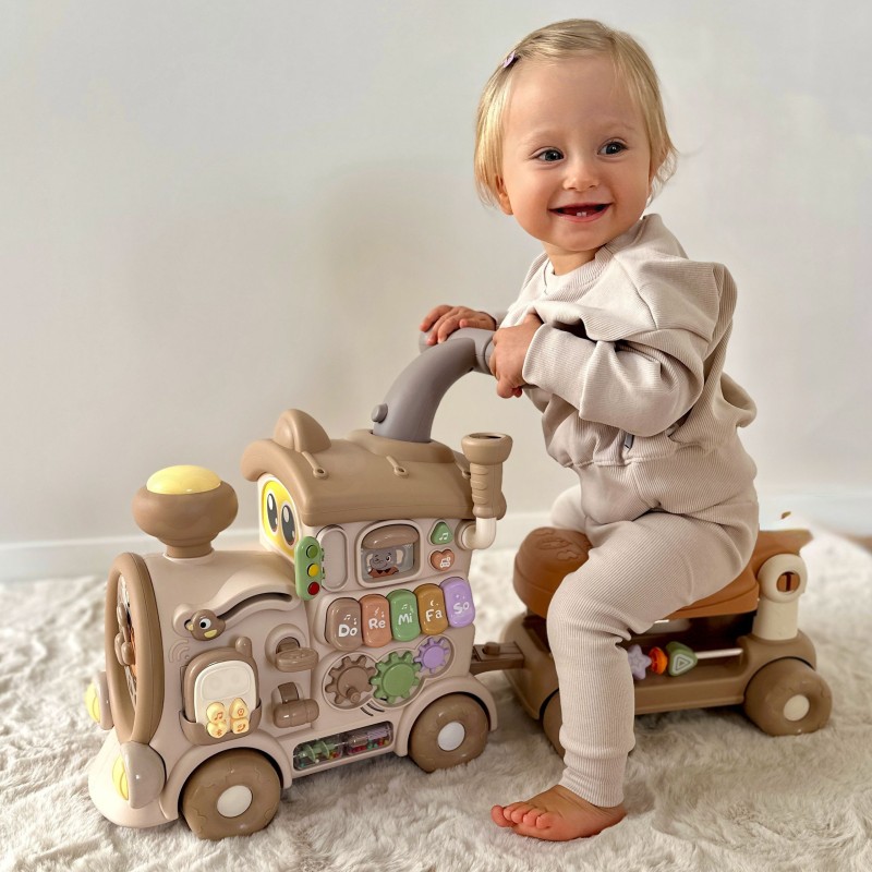WOOPIE BABY Interaktywny Pociąg Jeździk Pchacz 3w1 Edukacyjny Grający Światło