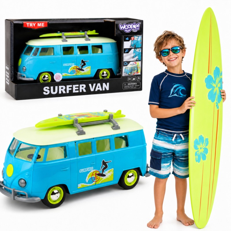 WOOPIE Samochód Bus Surfingowy Klasyczny Ze Światłem I Dźwiękiem Model 1:14