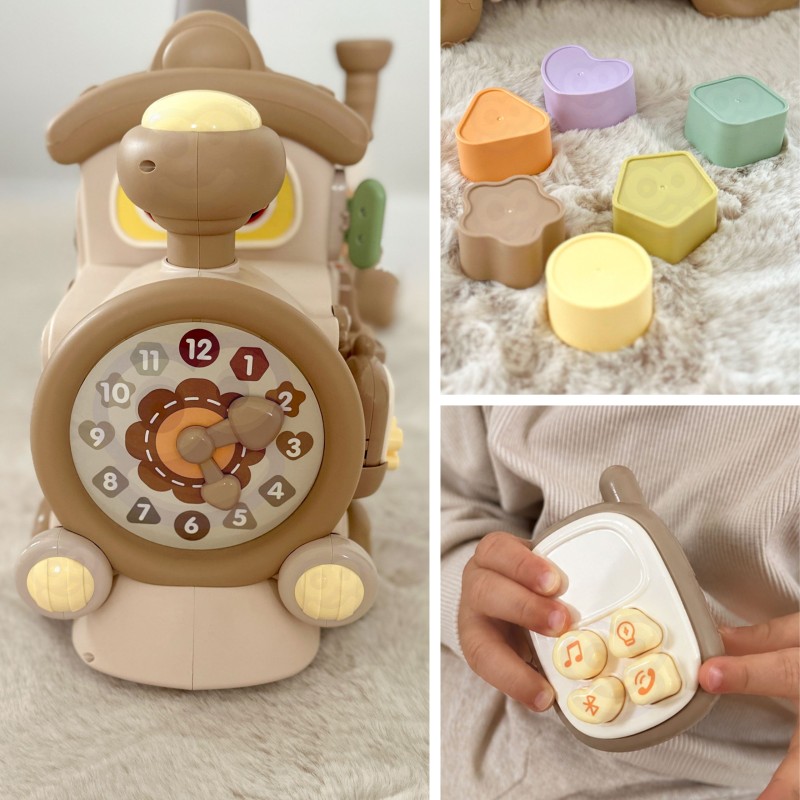 WOOPIE BABY Interaktywny Pociąg Jeździk Pchacz 3w1 Edukacyjny Grający Światło