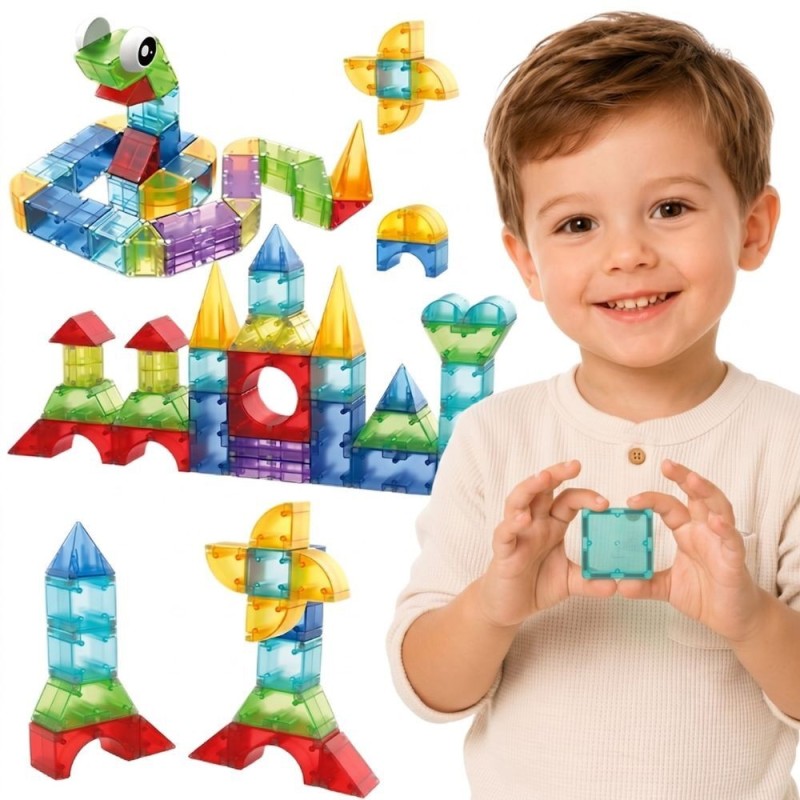 WOOPIE Klocki Magnetyczne Konstrukcyjne Sześciany 3D Zestaw Edukacyjny 63 el.