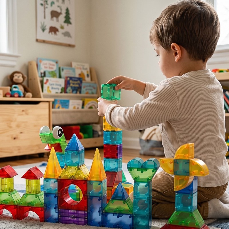 WOOPIE Klocki Magnetyczne Konstrukcyjne Sześciany 3D Zestaw Edukacyjny 63 el.