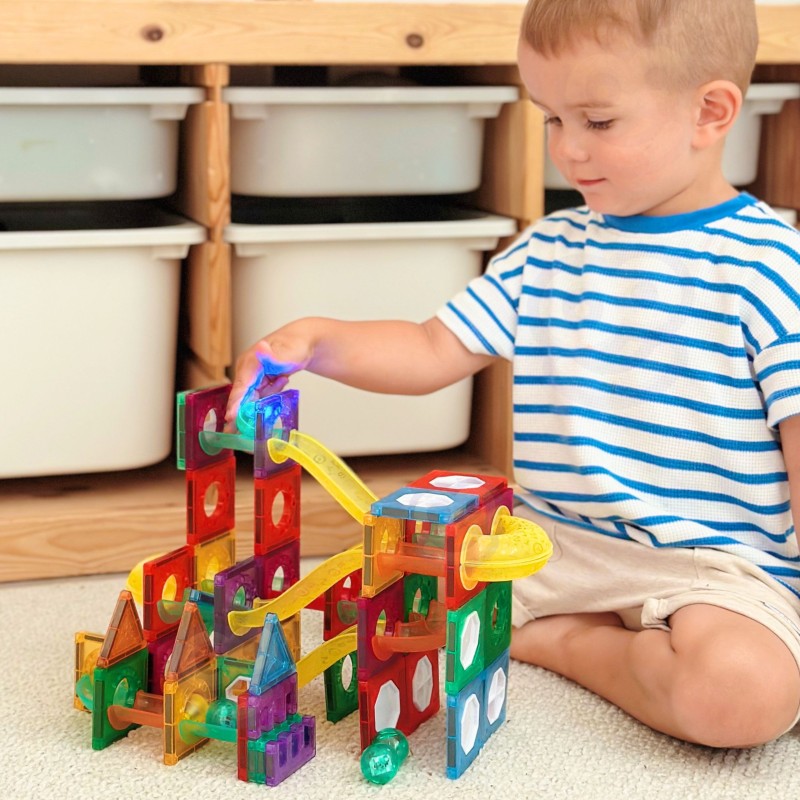 WOOPIE Klocki Magnetyczne Konstrukcyjne 3D Zestaw Edukacyjny Tor Kulkowy 105el.