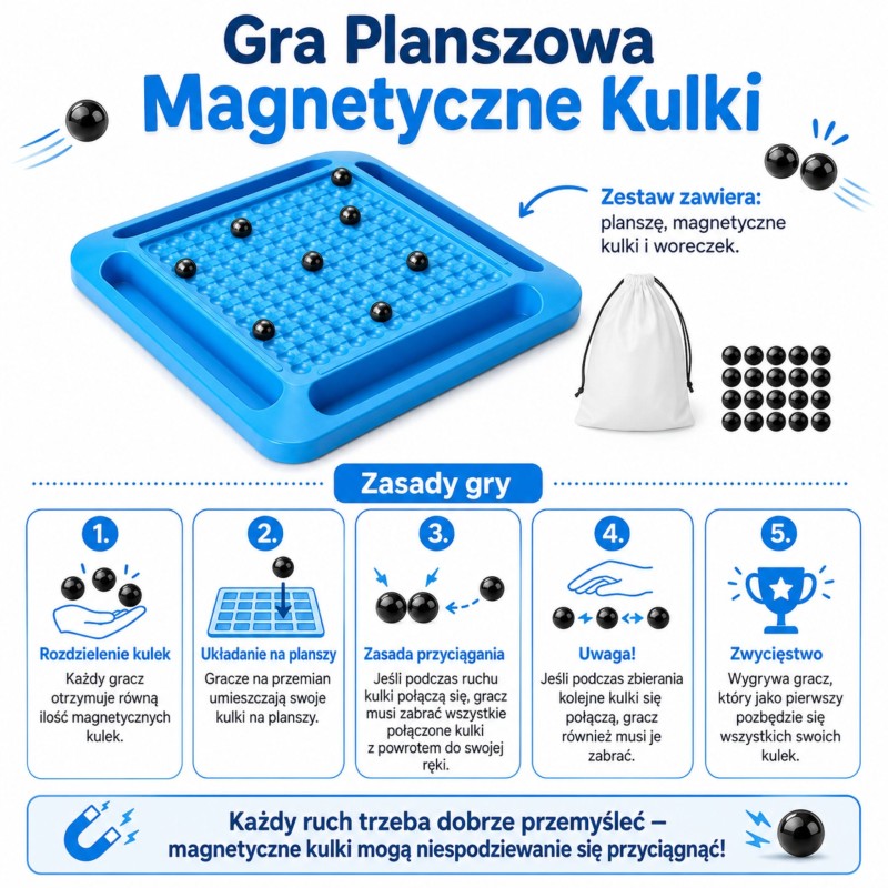 WOOPIE Gra Planszowa Magnetyczne Kulki