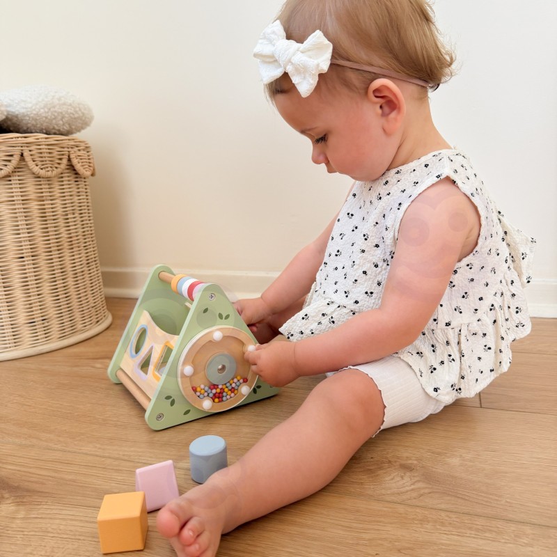 VIGA Drewniana Układanka Sorter Kształtów Montessori Klocki Liczydło PolarB