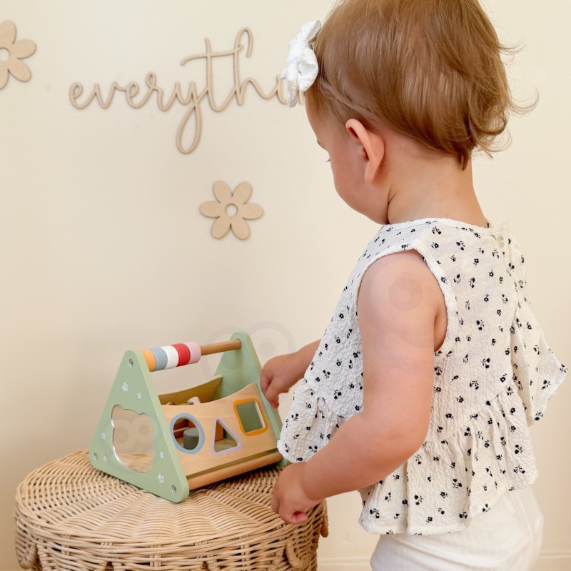 VIGA Drewniana Układanka Sorter Kształtów Montessori Klocki Liczydło PolarB