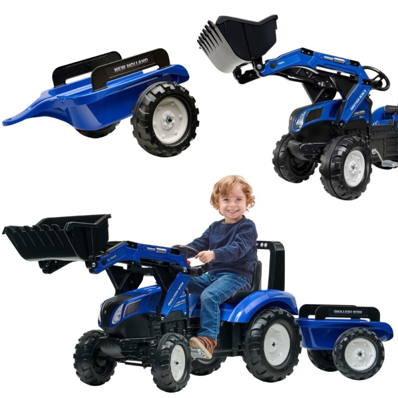 FALK Traktor na Pedały New Holland T8 z Łyżką i Przyczepą 3-7 lat