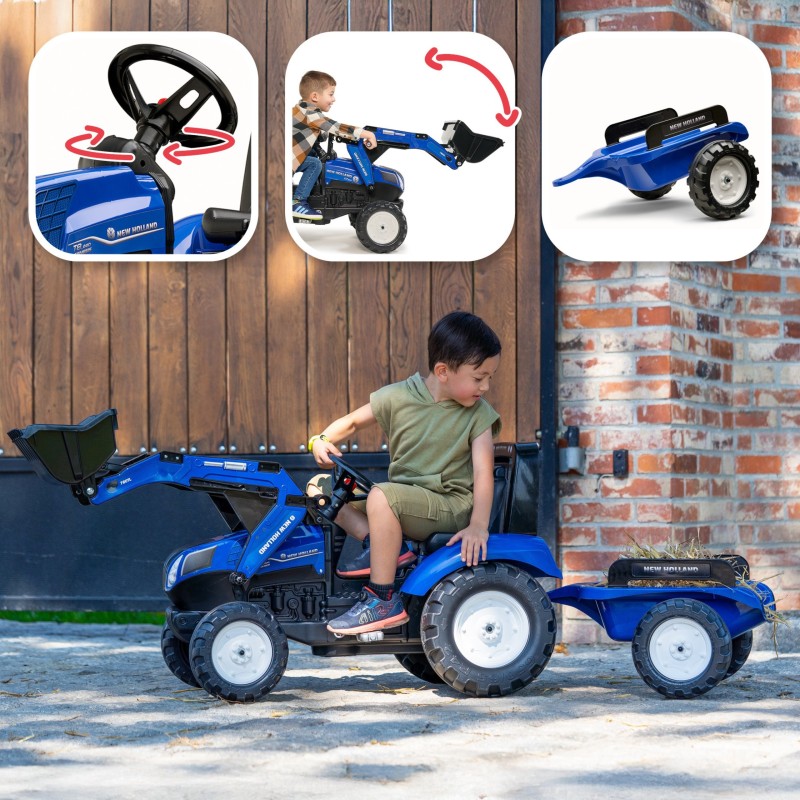 FALK Traktor na Pedały New Holland T8 z Łyżką i Przyczepą 3-7 lat