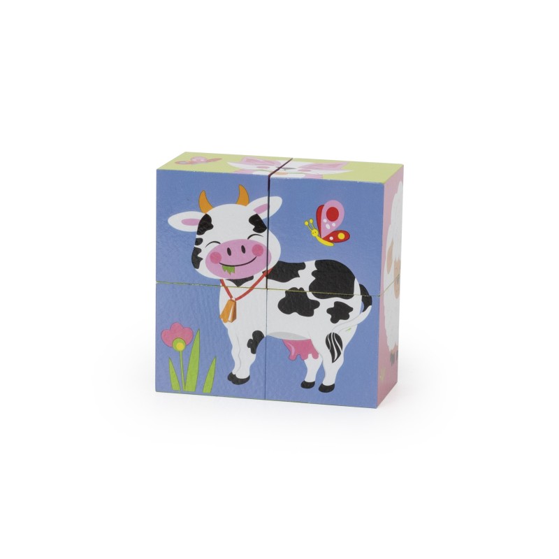 VIGA Drewniana Układanka Puzzle Farma 4 klocki