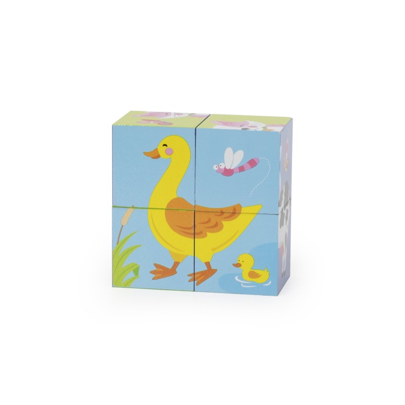 VIGA Drewniana Układanka Puzzle Farma 4 klocki