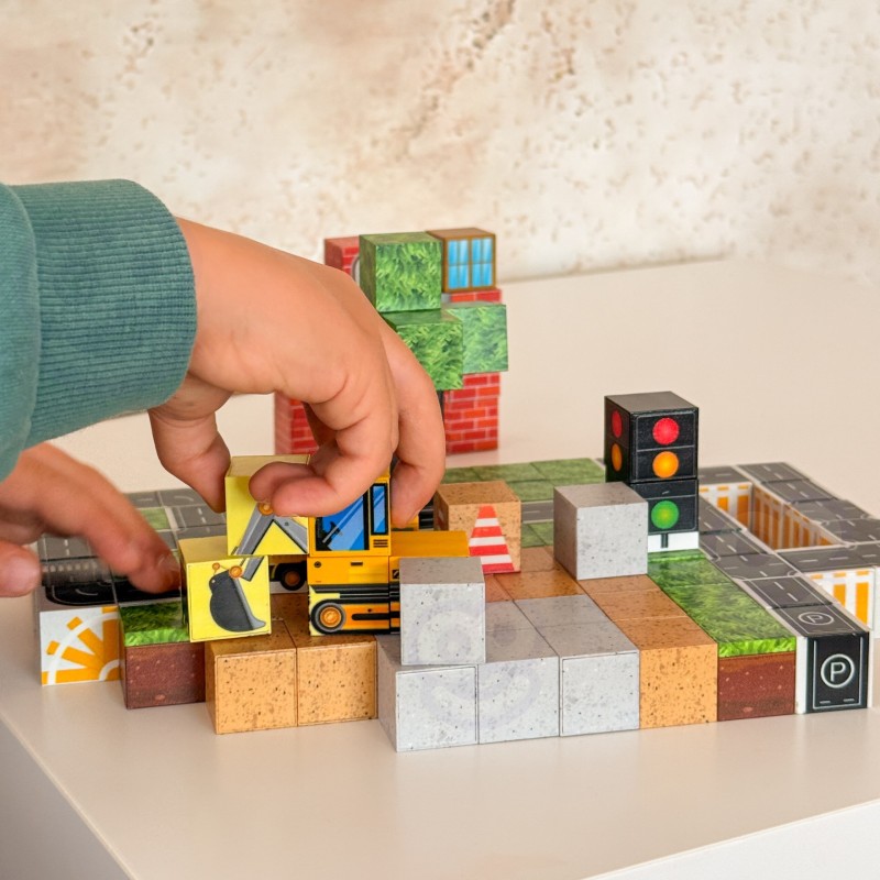Woopie Magnetická stavebnica Stavenisko 115 ks – 3D pixelové kocky