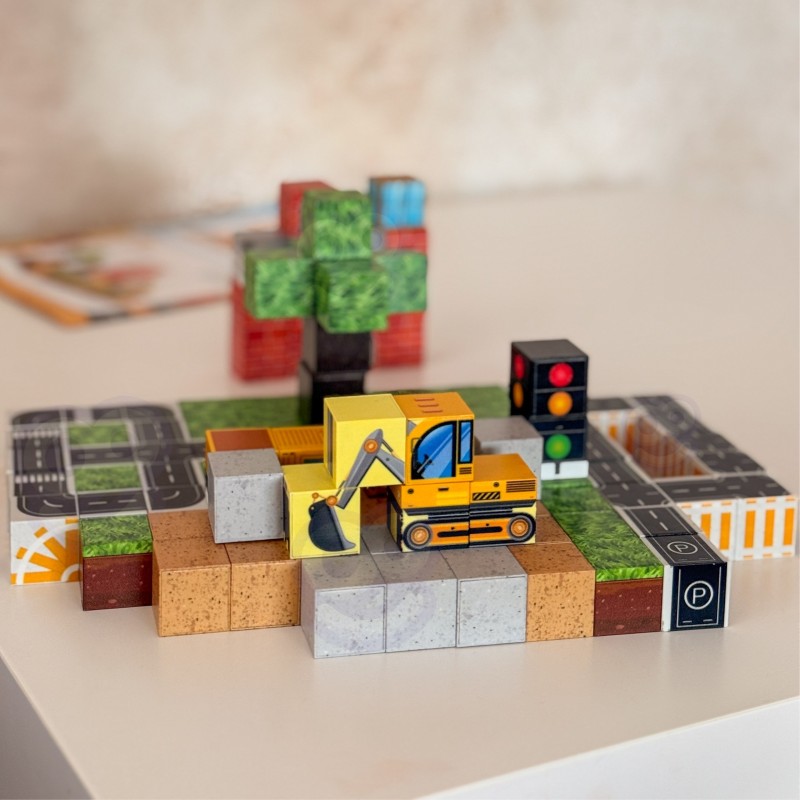 Woopie Magnetická stavebnica Stavenisko 115 ks – 3D pixelové kocky