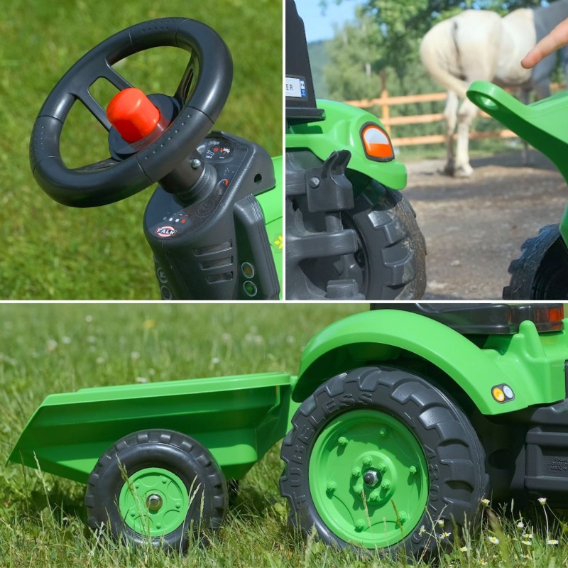 FALK Country Farmer Traktorek na Pedały z Przyczepką Zielony 2-5 lat