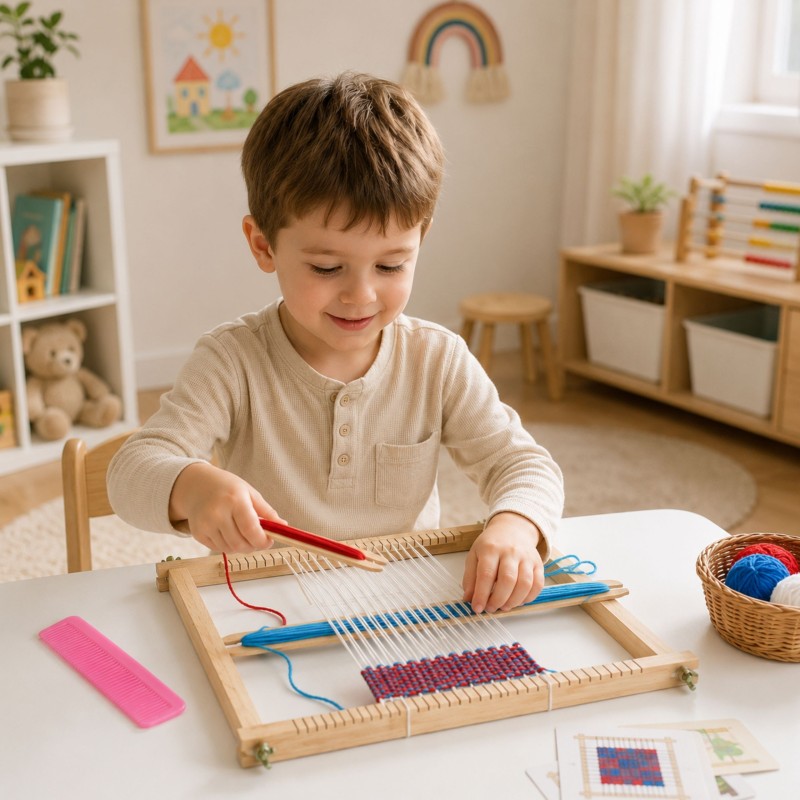 VIGA Drewniane Krosno Warsztat Tkacki Zestaw do tkania Montessori