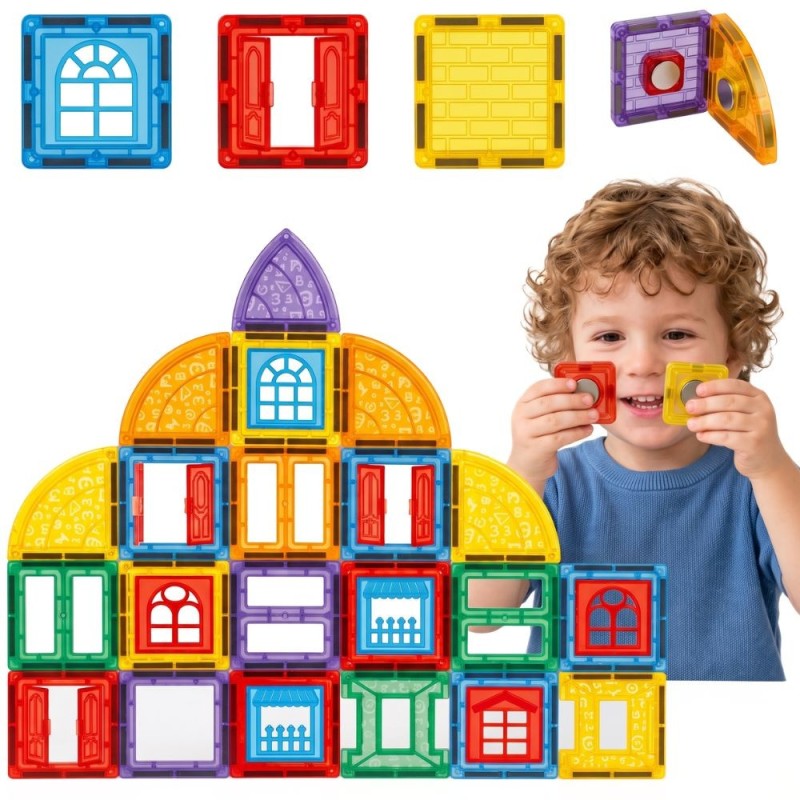 WOOPIE Klocki Magnetyczne Konstrukcyjne 3D Zestaw Edukacyjny Zamek 100el.