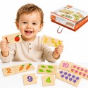 VIGA Zestaw Drewniane Puzzle Dopasuj Liczby Układanka Montessori