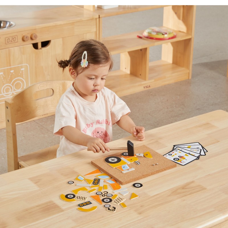 VIGA Drewniana Przybijanka Pojazdy budowlane 45 elementów Montessori