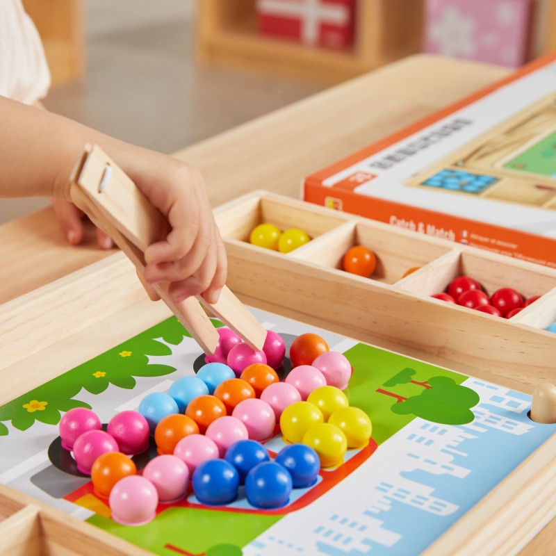 VIGA Drewniana Gra Kulki Złap i Dopasuj Układanka Montessori